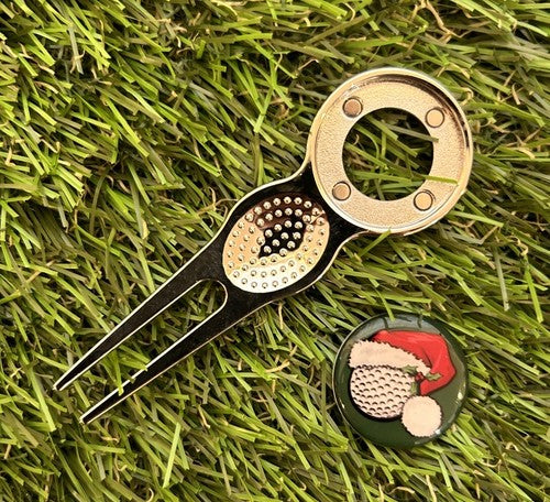 Christmas golf ball Wearing A Hat METAL GOLF BALL MARKER AND PITCH RE