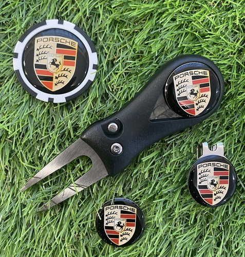 Porsche Pitchfork Poker chip Magnetic Hat Clip With 3 Black Porsche Ma