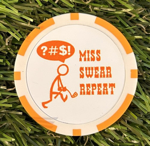 Miss Swear Repeat - Clay Poker Chip - Golf Ball Marker