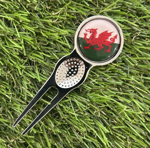 WELSH FLAG DRAGON GOLF BALL MARKER AND PITCH REPAIR TOOL