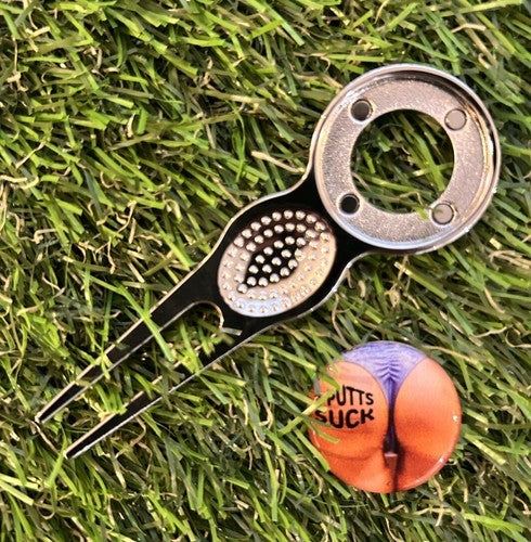 3 putts Suck Sexy GOLF BALL MARKER AND PITCH REPAIR TOOL