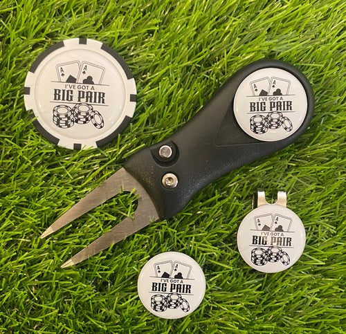 I’ve Got A Big Pair Pitchfork and Golf Hat Clip 3 Markers And Poker