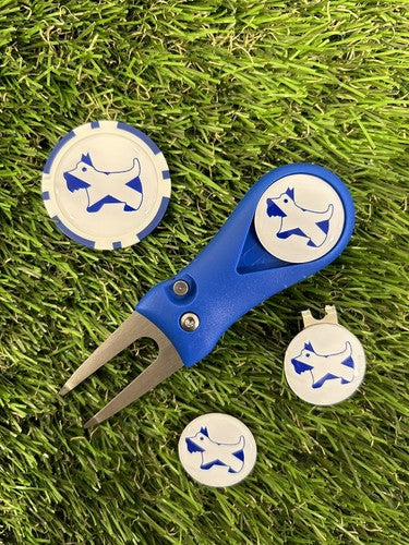 Scottish Scotty Dog Pitchfork, Hat Clip 3 Markers and a poker chip fre