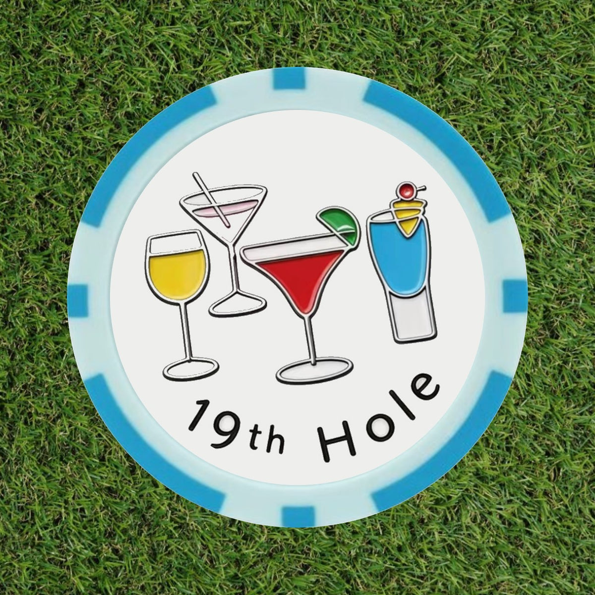 19th Hole Cocktail Club – Premium Poker Chip Golf Ball Marker
