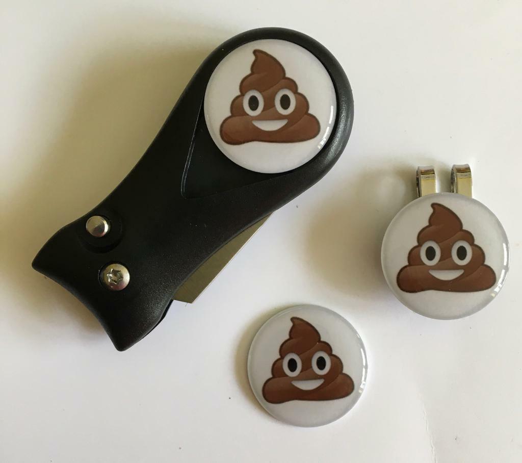 Golf Pitchfork Magnetic Hat Clip With 3 Poo Emoji Markers