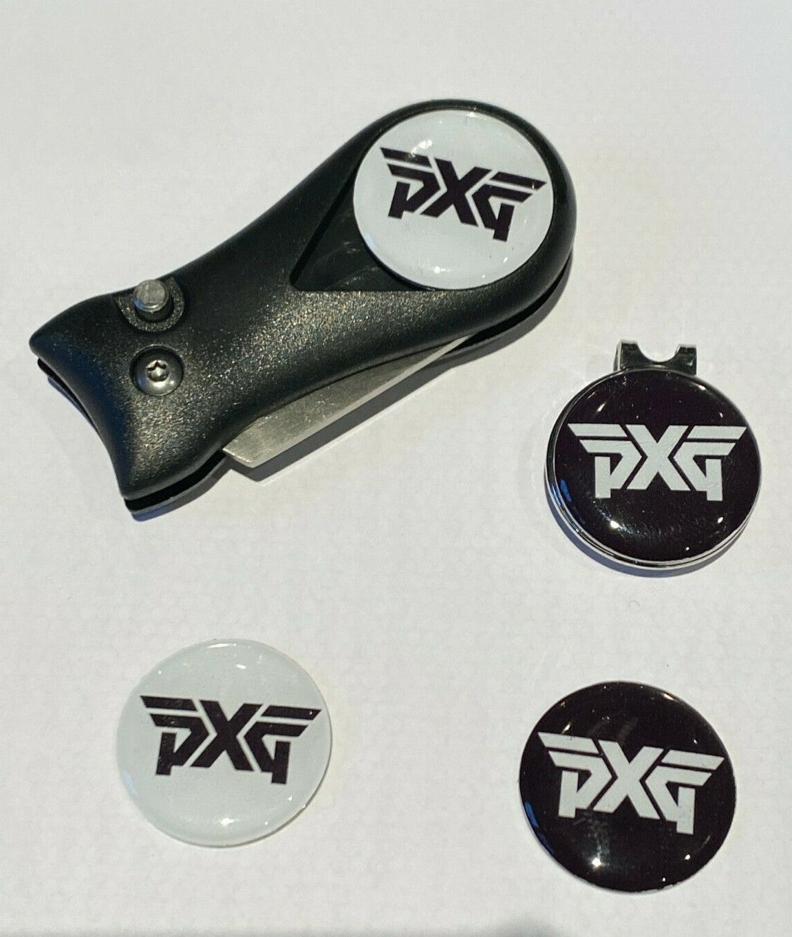 Golf Black Pitchfork Magnetic Hat Clip With 4 PXG 25mm Markers