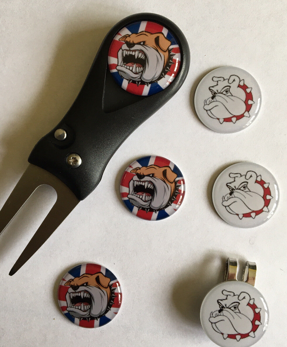 British Bulldog Pitchfork and Golf Hat Clip and 6 Markers - FREE UK P