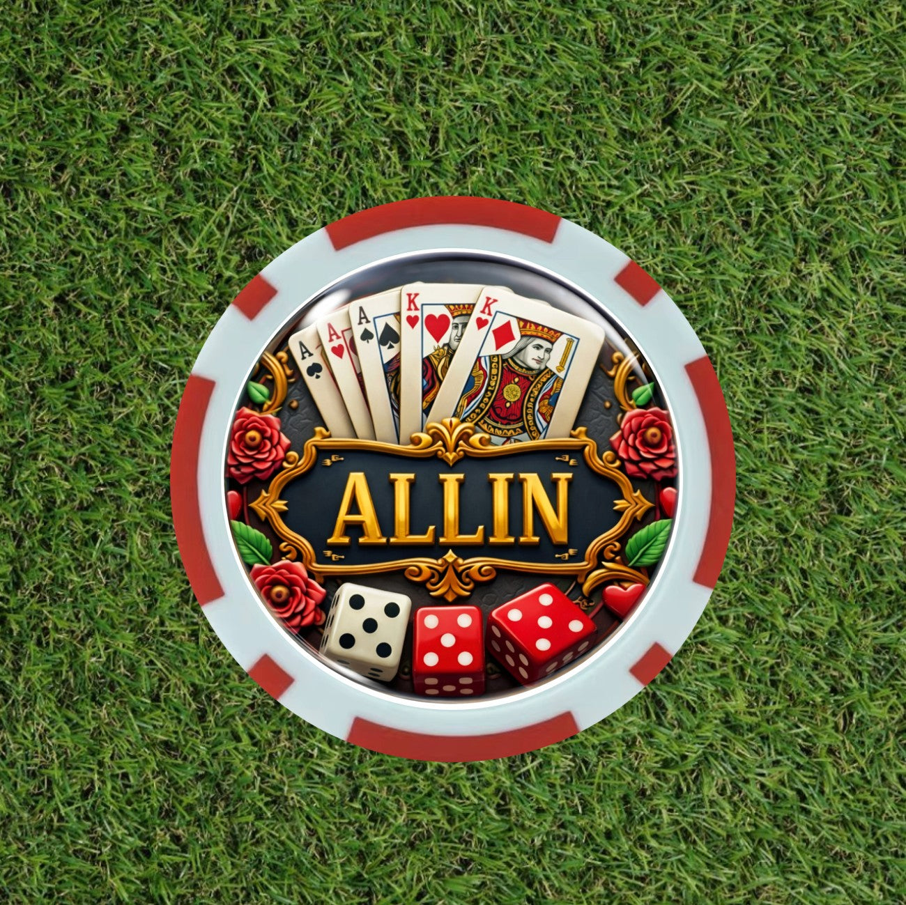All in Poker Dice theme golf poker chip