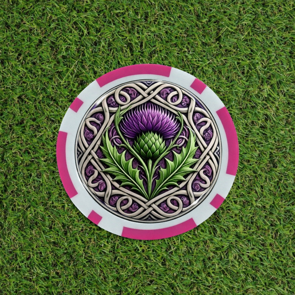 Scottish thistle poker chip