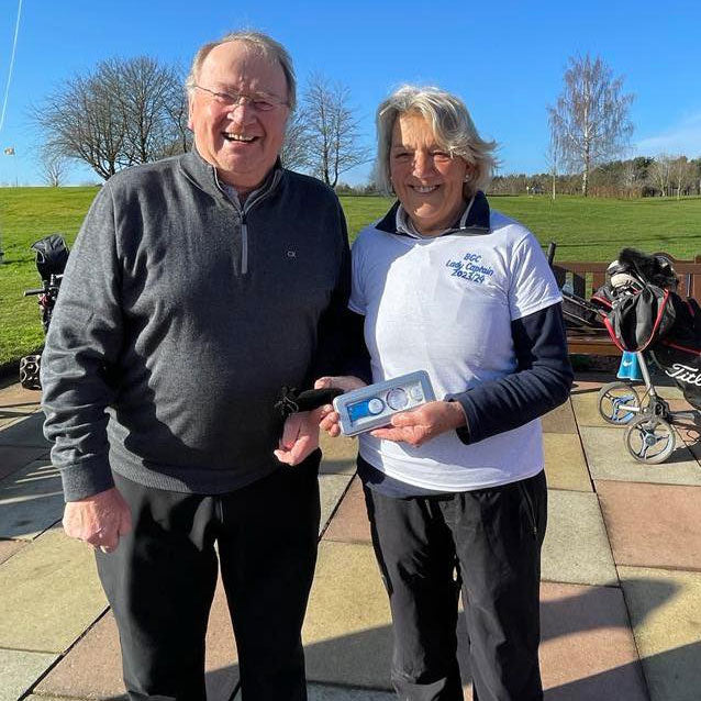 Bromborough Golf Club Lady Captain 2023 Karen Munro receiving her Presentation Gift Set