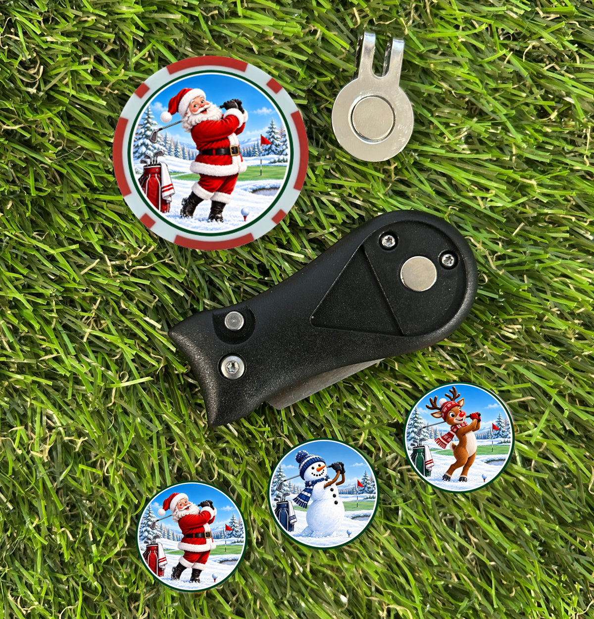Santa & His Helpers Christmas Golf Divot Tool Bundle