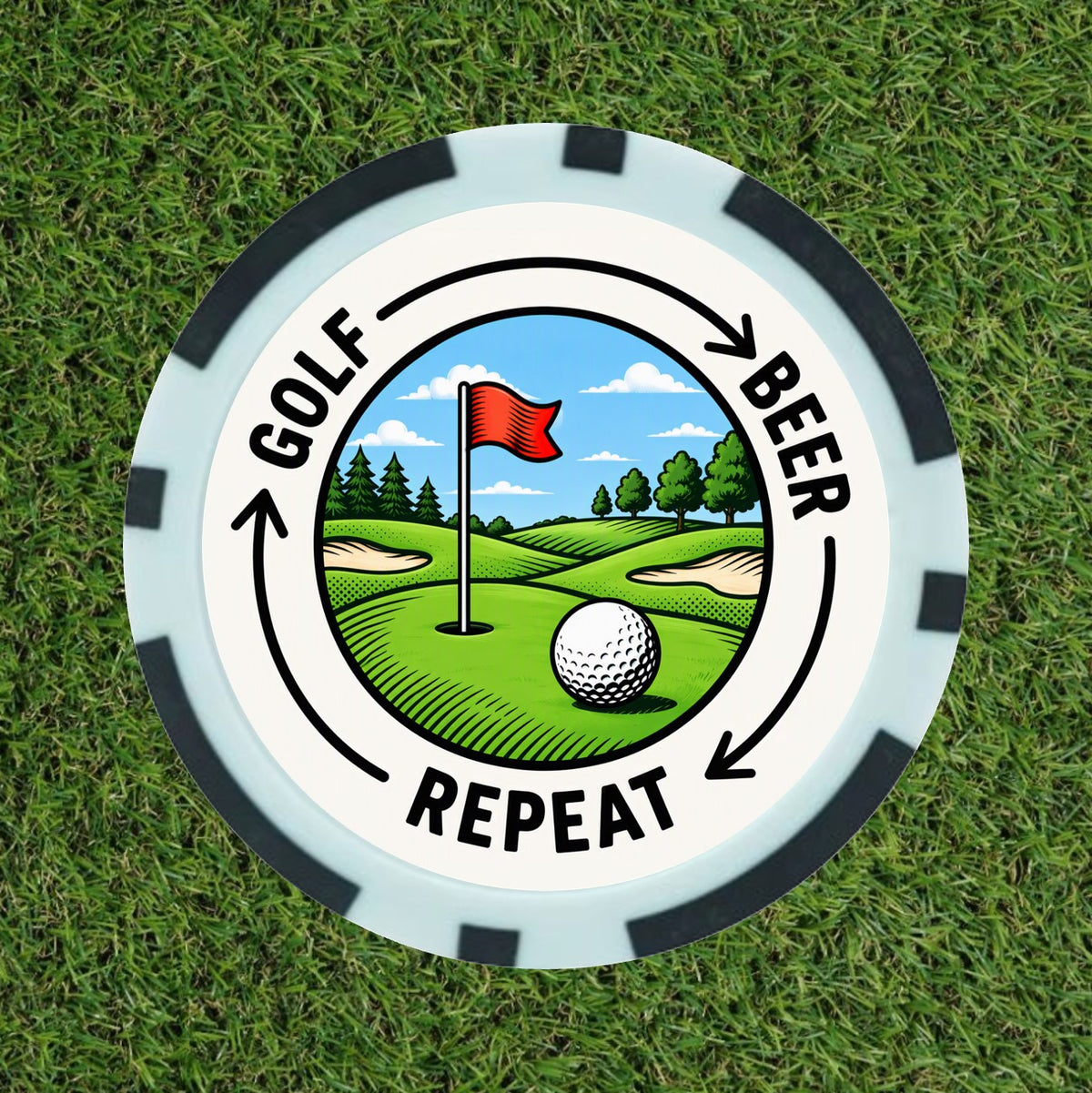 Golf - Beer - Repeat Poker Chip