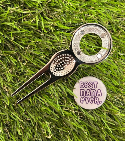 BEST NANA EVER GOLF BALL MARKER AND PITCH REPAIR TOOL