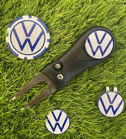 Volkswagen Flick Pitchfork , Golf  Hat Clip and 3 VW Markers And Poker