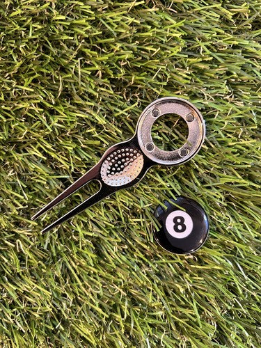 Eight Ball  METAL GOLF BALL MARKER AND PITCH REPAIR TOOL