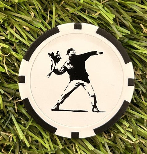 Banksy  Throwing Flowers - Golf Magnetic Poker Chip - Funny - UK Selle