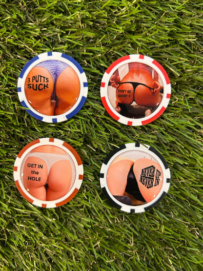 4 X Sexy Clay Poker Chips - Golf Ball Markers