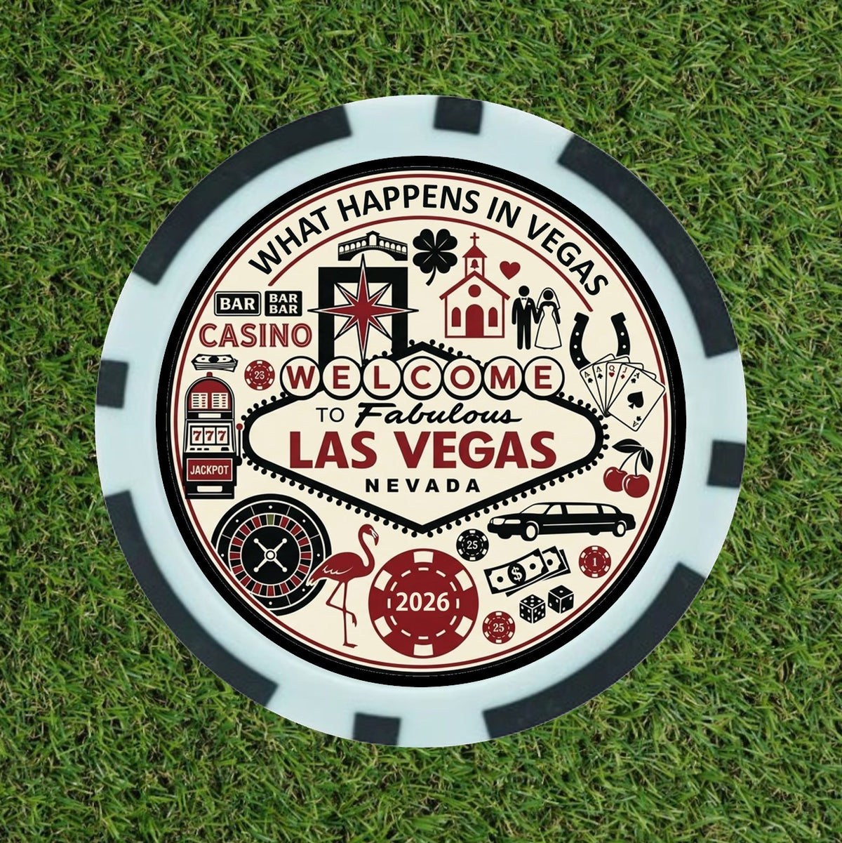 Personalised Las Vegas Poker Chip Golf Ball Markers - with Photo & Text