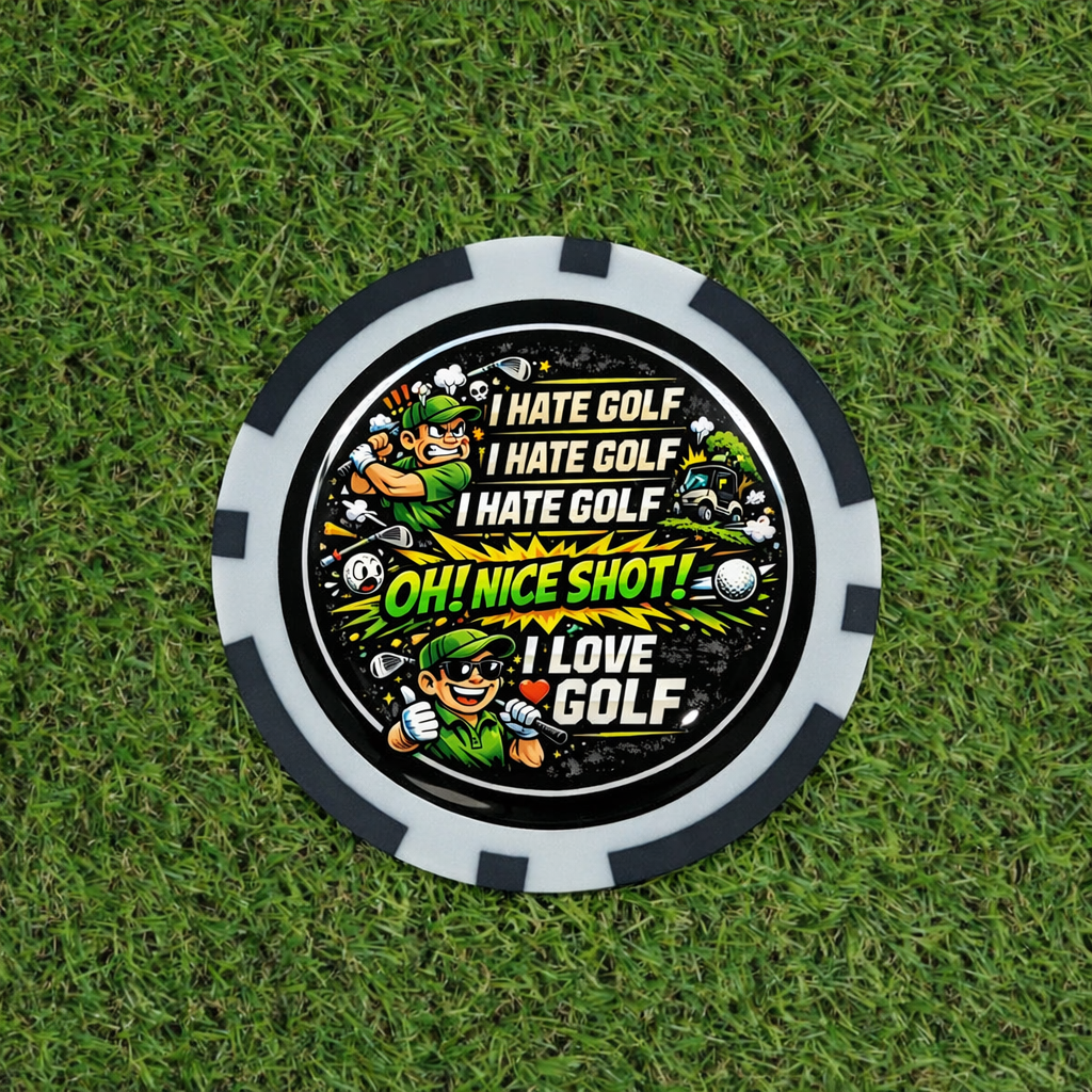 Hate Golf Hate Golf Love Golf Poker Chip