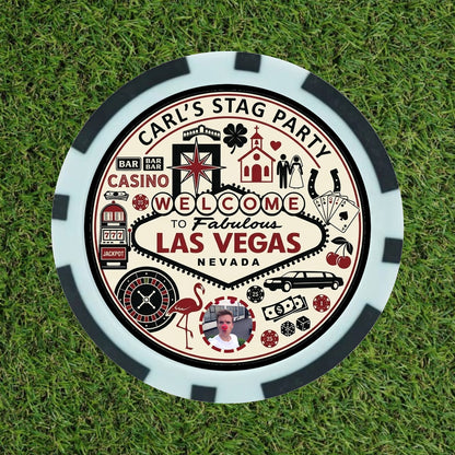Personalised Las Vegas Poker Chip Golf Ball Markers - with Photo & Text