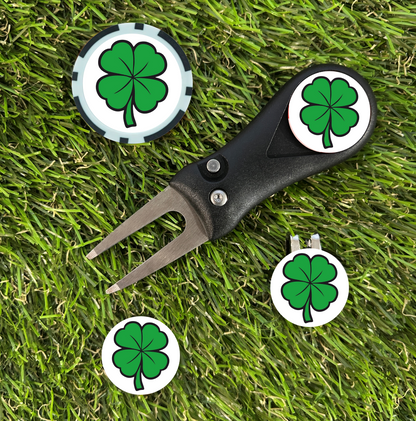 Lucky Four-Leaf Clover Golf Divot Tool & Marker Set