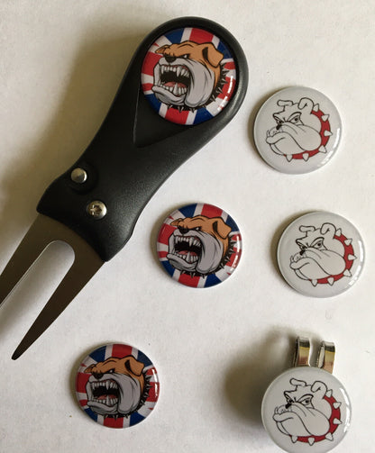 British Bulldog Pitchfork and Golf  Hat Clip and 6 Markers - FREE UK P