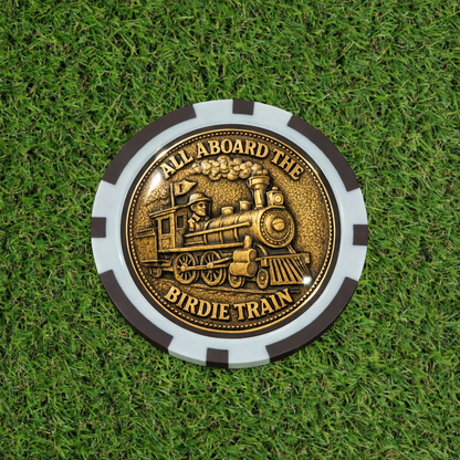 All aboard the “Birdie and Bogey” Train. Both chips included.