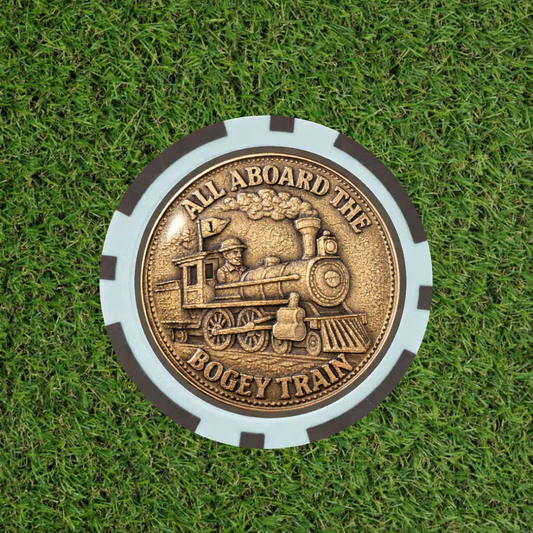 All aboard the “Birdie and Bogey” Train. Both chips included.