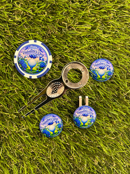 Blue Valentine’s Day Traditional metal pitchfork Combo Set with Poker Chip