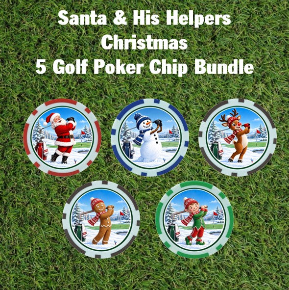 Santa & His Helpers Christmas Golf Poker Chip Bundle (5-Variants)