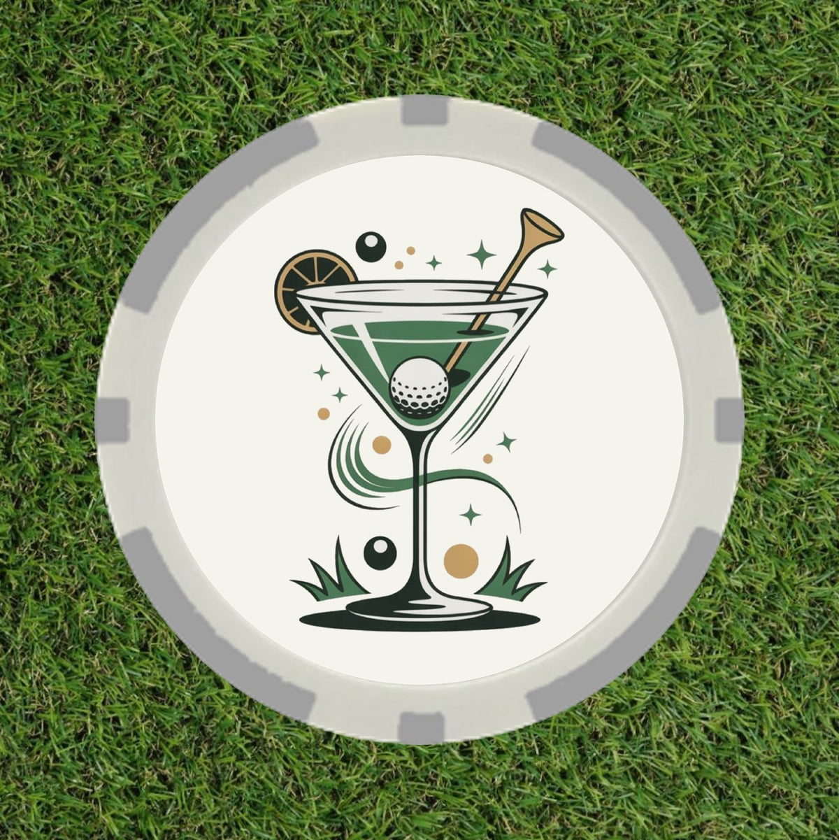 The Mid-Round Martini – Premium Poker Chip Golf Ball Marker