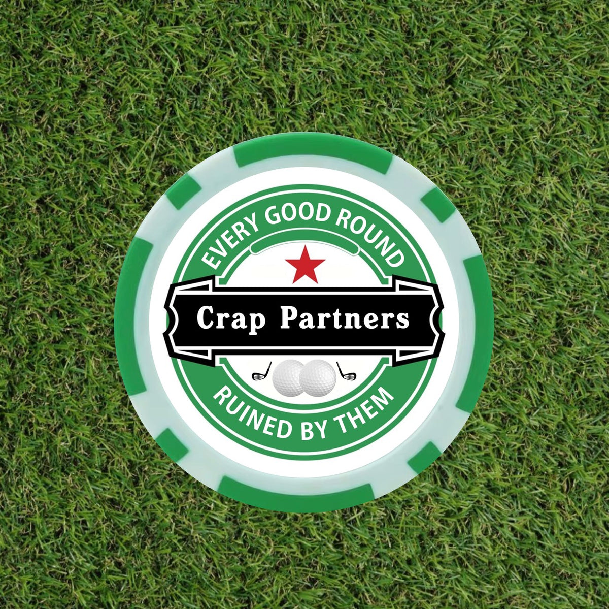 Every Good Round Ruined By Them Golf Markers - 9-Piece Heineken themed  Poker Chip Set