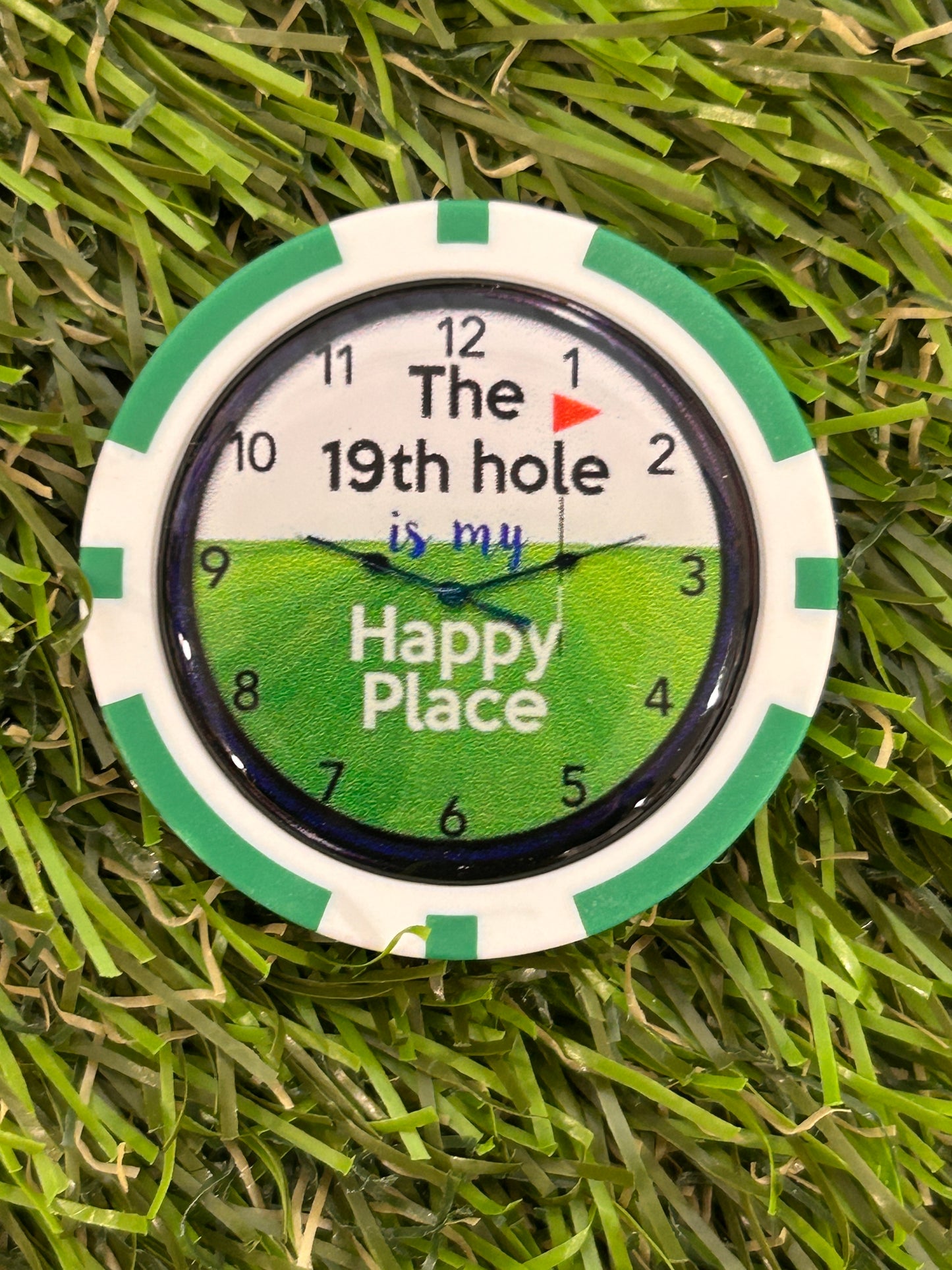 The 19th Hole is my Happy Place Clay Poker Chip - Golf Ball Marker