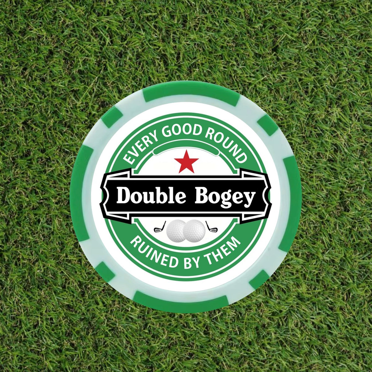 Every Good Round Ruined By Them Golf Markers - 9-Piece Heineken themed  Poker Chip Set