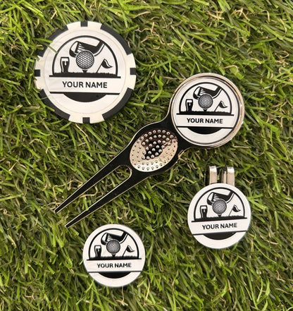 Personalise your combo golf set and poker chip with any name / nickname