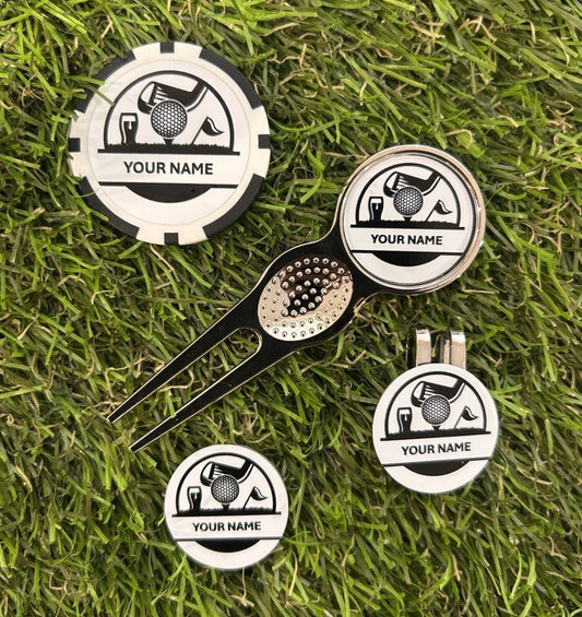 Personalise your combo golf set and poker chip with any name / nickname