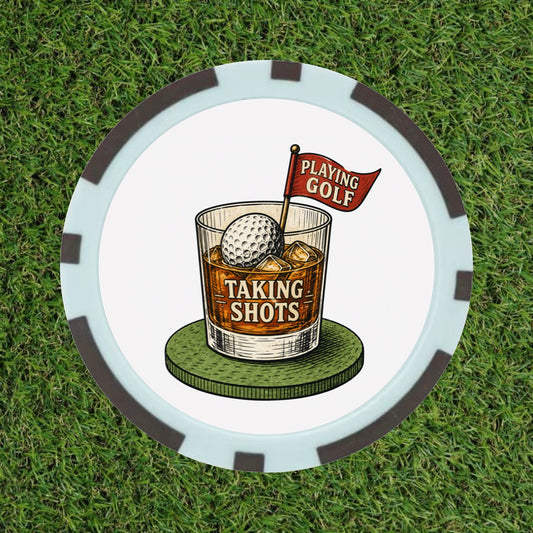 "Taking Shots" Golf Poker Chip Ball Marker – Funny Golf Gift