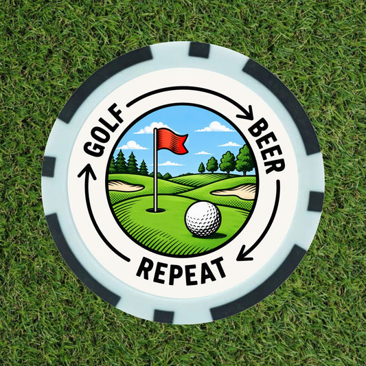 Golf, Beer, Repeat – Premium Poker Chip Golf Ball Marker