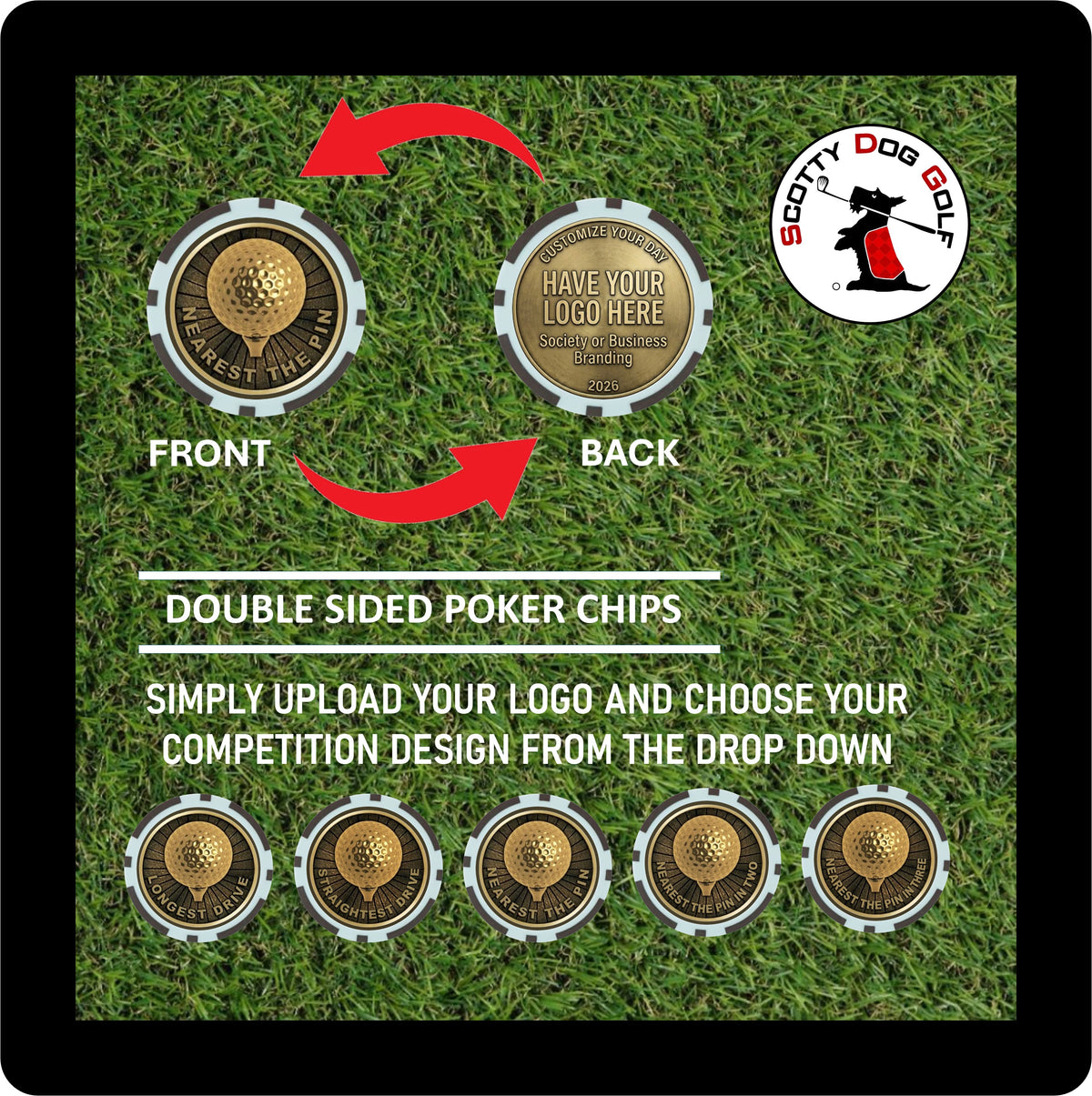Premium Brass-Style Golf Competition Winning Poker Chips (Pick 'N' Mix)