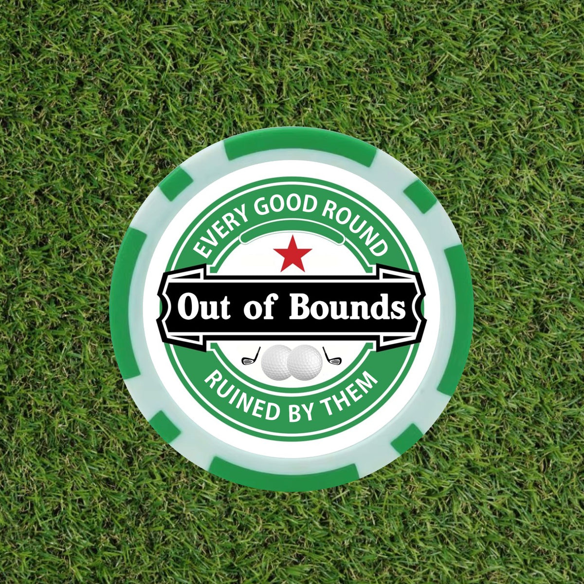 Every Good Round Ruined By Them Golf Markers - 9-Piece Heineken themed  Poker Chip Set