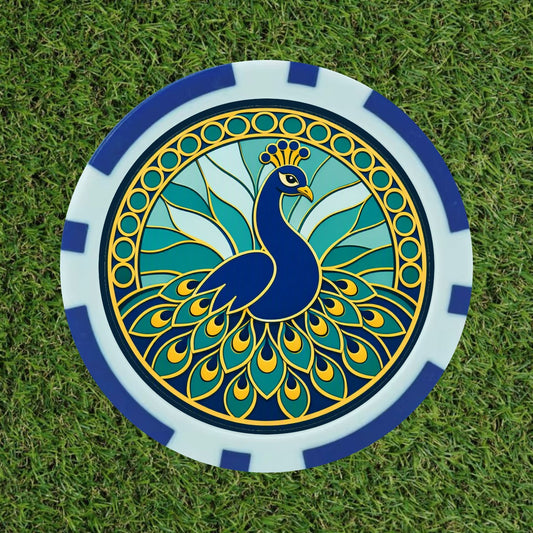 Peacock Golf Ball Marker - Premium Stained Glass Poker Chip