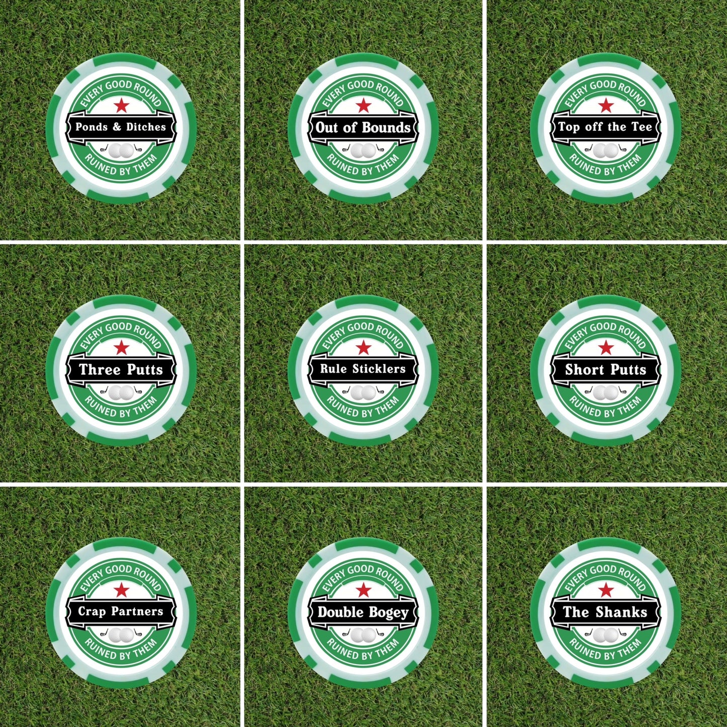 Heineken Themed Funny Golf Poker Chips