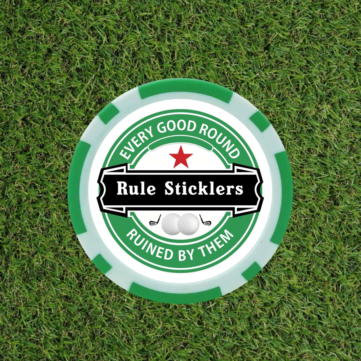 Every Good Round Ruined By Them Golf Markers - 9-Piece Heineken themed  Poker Chip Set