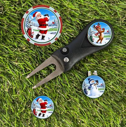 Santa & His Helpers Christmas Golf Divot Tool Bundle