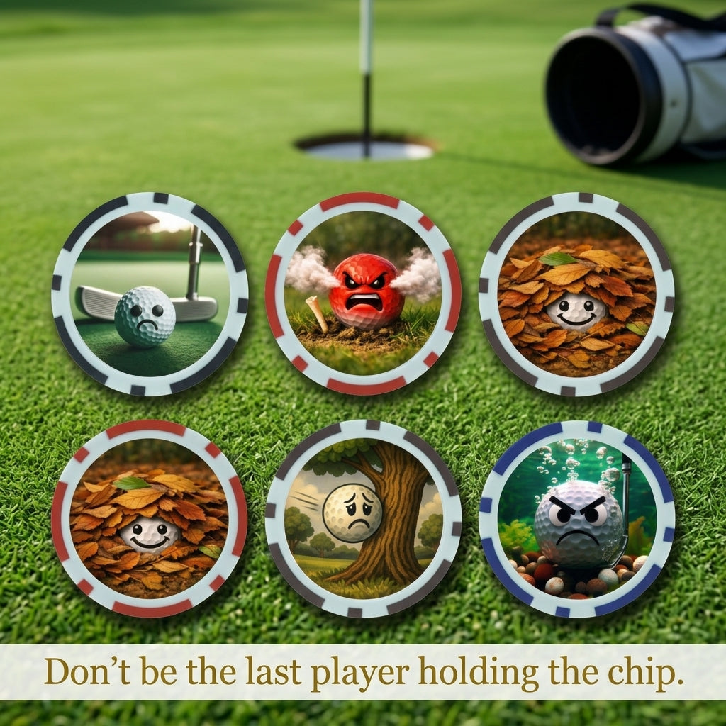 Custom Golf Poker Chips (3-Putt, Lost Ball, Out of Bounds, Tree Hit, Water Hazard)
