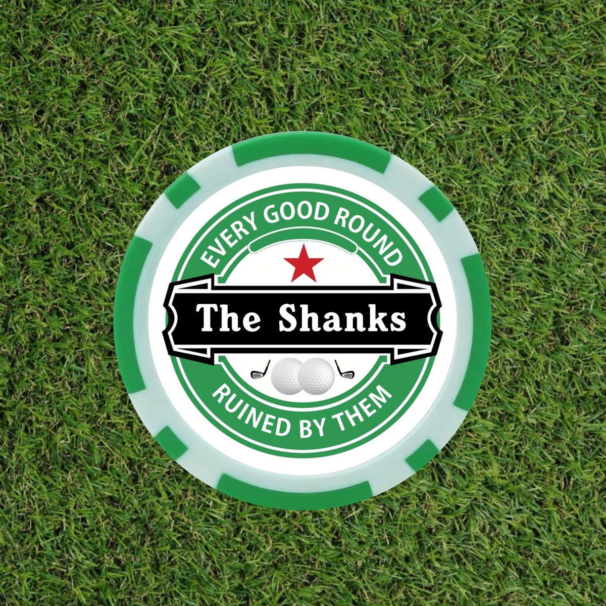 Every Good Round Ruined By Them Golf Markers - 9-Piece Heineken themed  Poker Chip Set