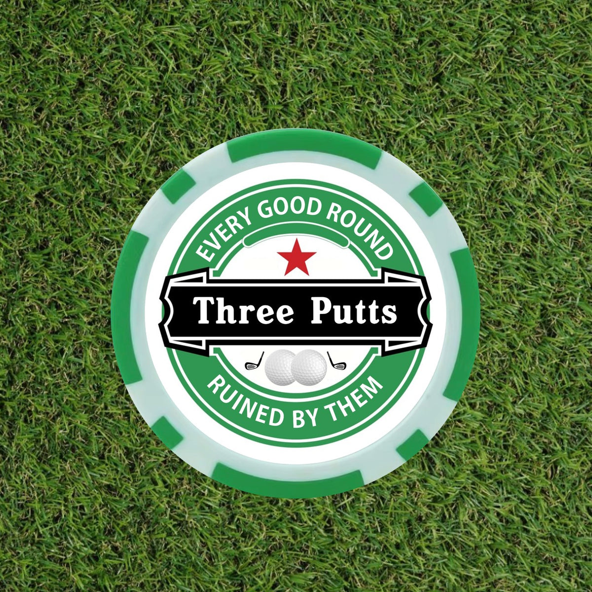 Every Good Round Ruined By Them Golf Markers - 9-Piece Heineken themed  Poker Chip Set
