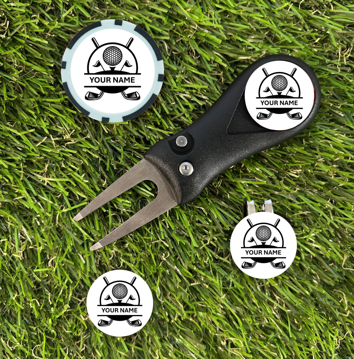 The "Personalise Your Pitch" Custom Golf Divot Tool & Marker Set