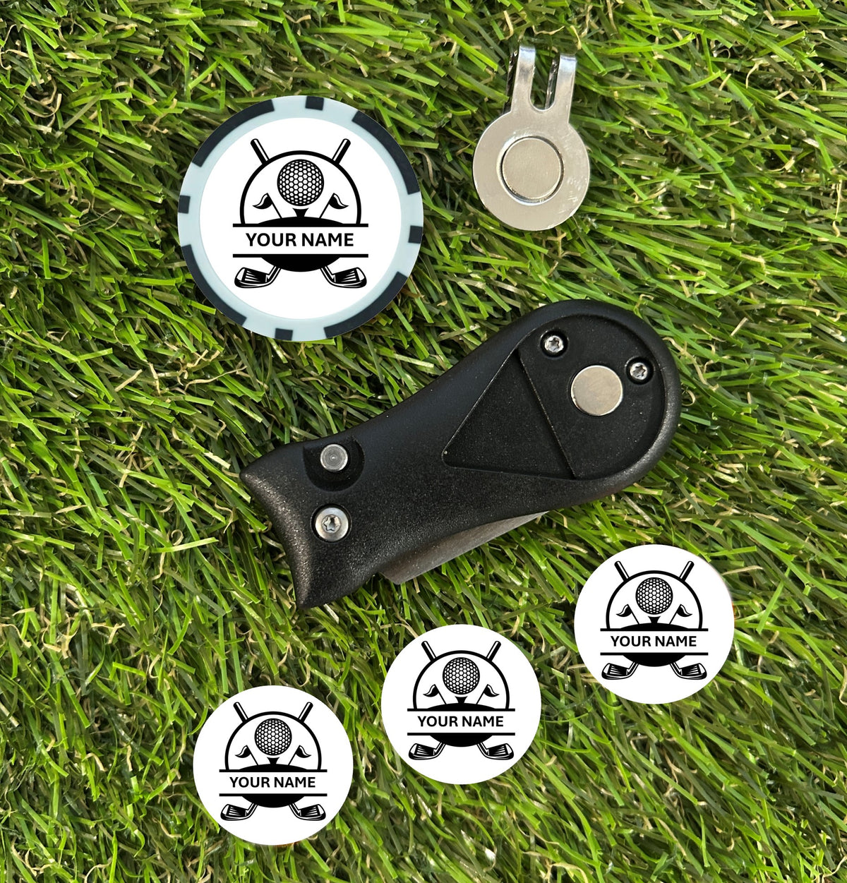The "Personalise Your Pitch" Custom Golf Divot Tool & Marker Set